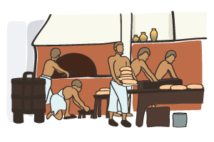 古代ローマのパン職人達の様子